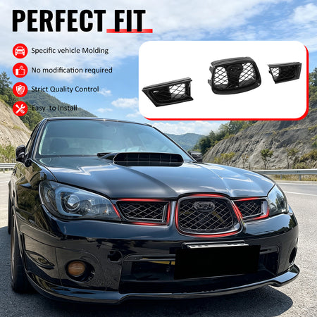 Fit 2006-2007 Subaru Impreza OE Style Gloss Black Front Bumper Upper Grille