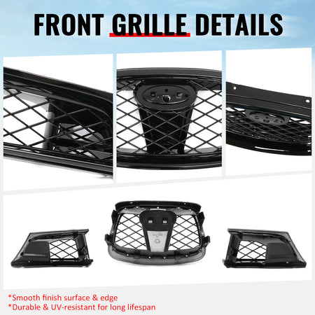 Fits 06-07 Subaru Impreza OE Style Front Bumper Upper Grille Gloss Black ABS 3PC