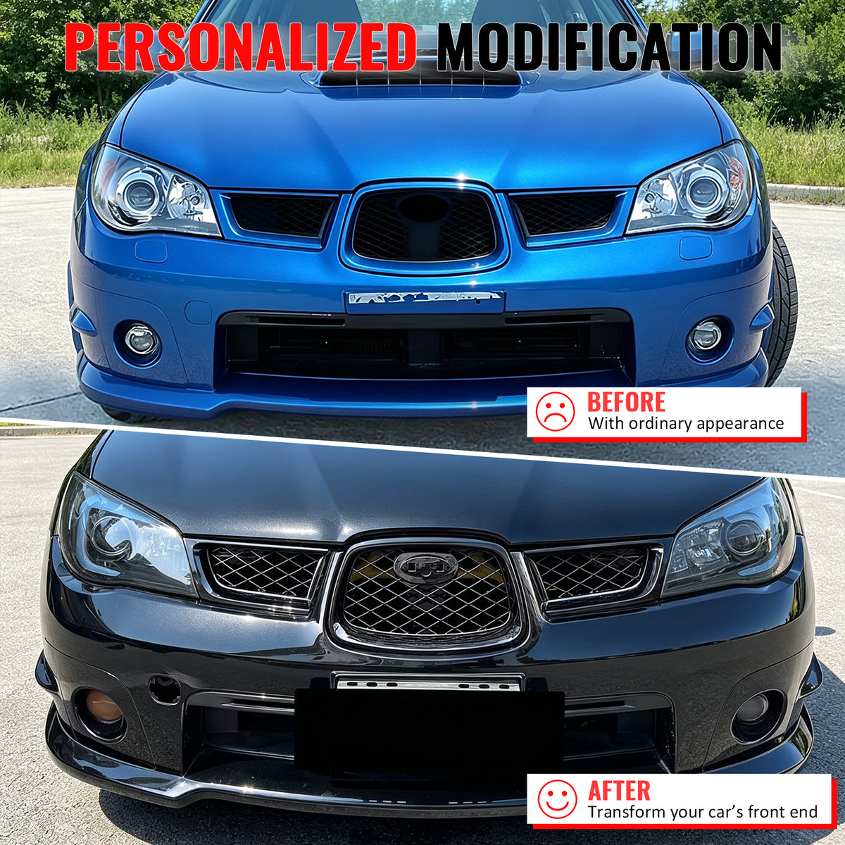 Fits 06-07 Subaru Impreza OE Style Front Bumper Upper Grille Gloss Black ABS 3PC