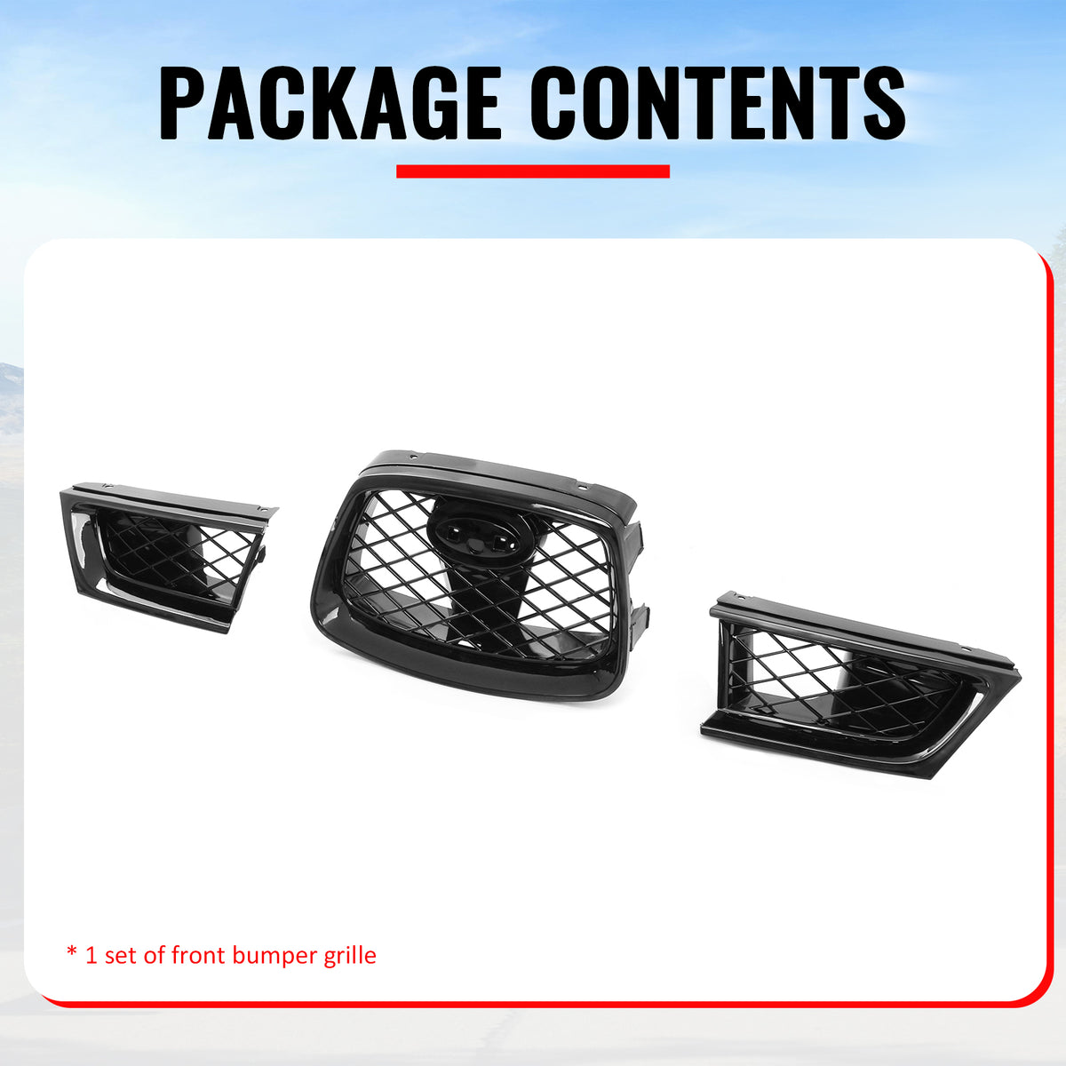 Fits 06-07 Subaru Impreza OE Style Front Bumper Upper Grille Gloss Black ABS 3PC
