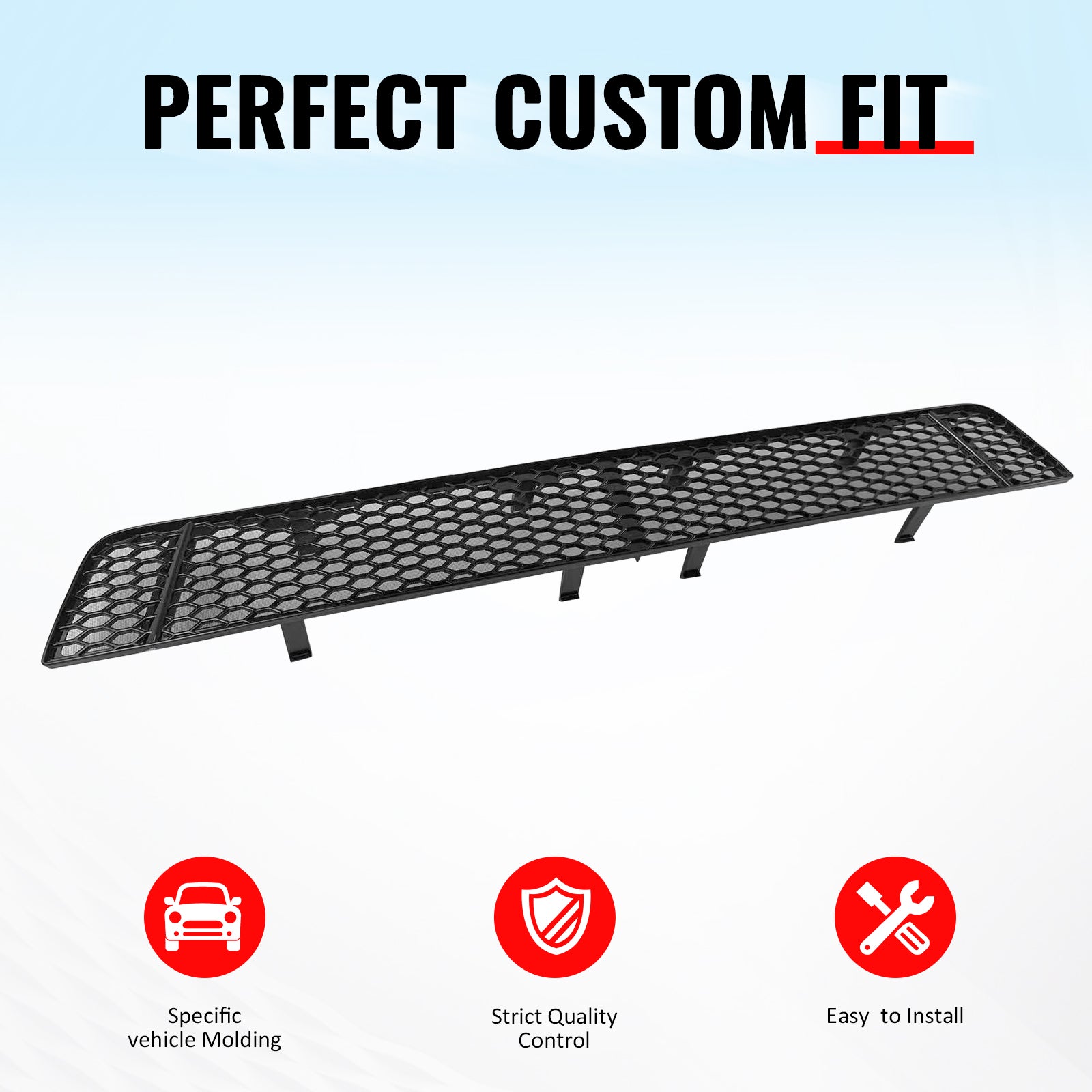 IKON MOTORSPORTS Front Lower Grille, Compatible with 2018-2021 Subaru WRX & WRX STI, Honeycomb Style Gloss Black PP Replacement Front Bumper Grill Insect Prevention