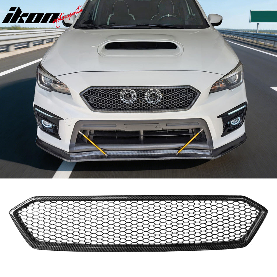 2018-2021 Subaru WRX & WRX STI Honeycomb Style Front Bumper Upper Grille Replacement Carbon Fiber Print PP