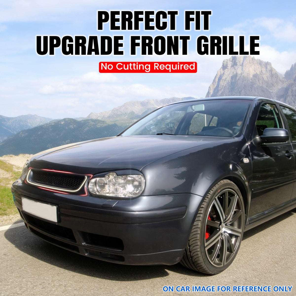 Fit 1999-2006 Volkswagen Golf/GTI/R32 MK4 Front Upper Grille w/ LED Light
