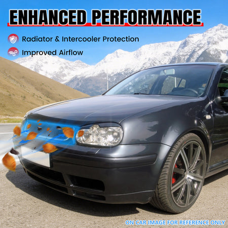 Fits 99-06 VW GOLF GTI R32 MK4 Gloss Black Mesh Style Upper Grille w/ LED Light