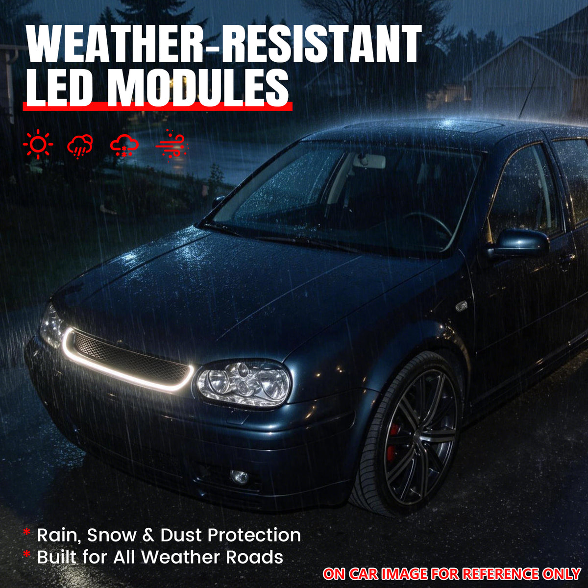 Fits 99-06 VW GOLF GTI R32 MK4 Gloss Black Mesh Style Upper Grille w/ LED Light