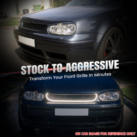 Fits 99-06 VW GOLF GTI R32 MK4 Gloss Black Mesh Style Upper Grille w/ LED Light