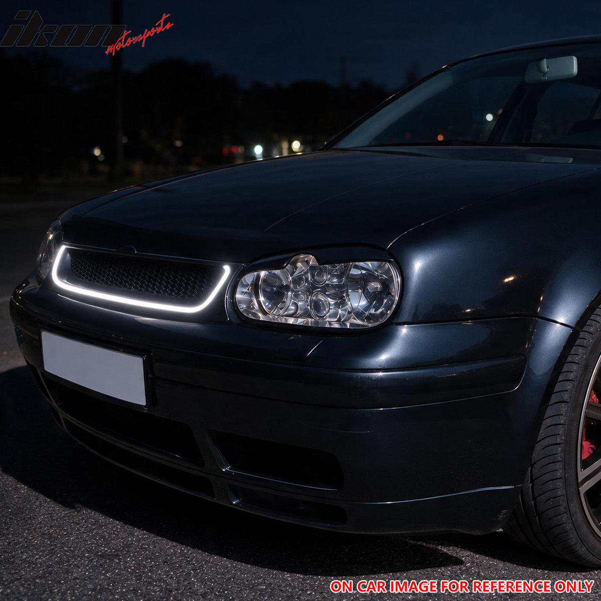 Fits 99-06 VW GOLF GTI R32 MK4 Gloss Black Mesh Style Upper Grille w/ LED Light