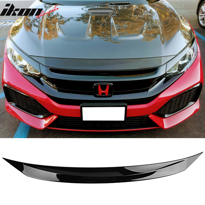 2016-2018 Honda Civic 10th Gen Black Front Bonnet Lip Molding Trim Bar