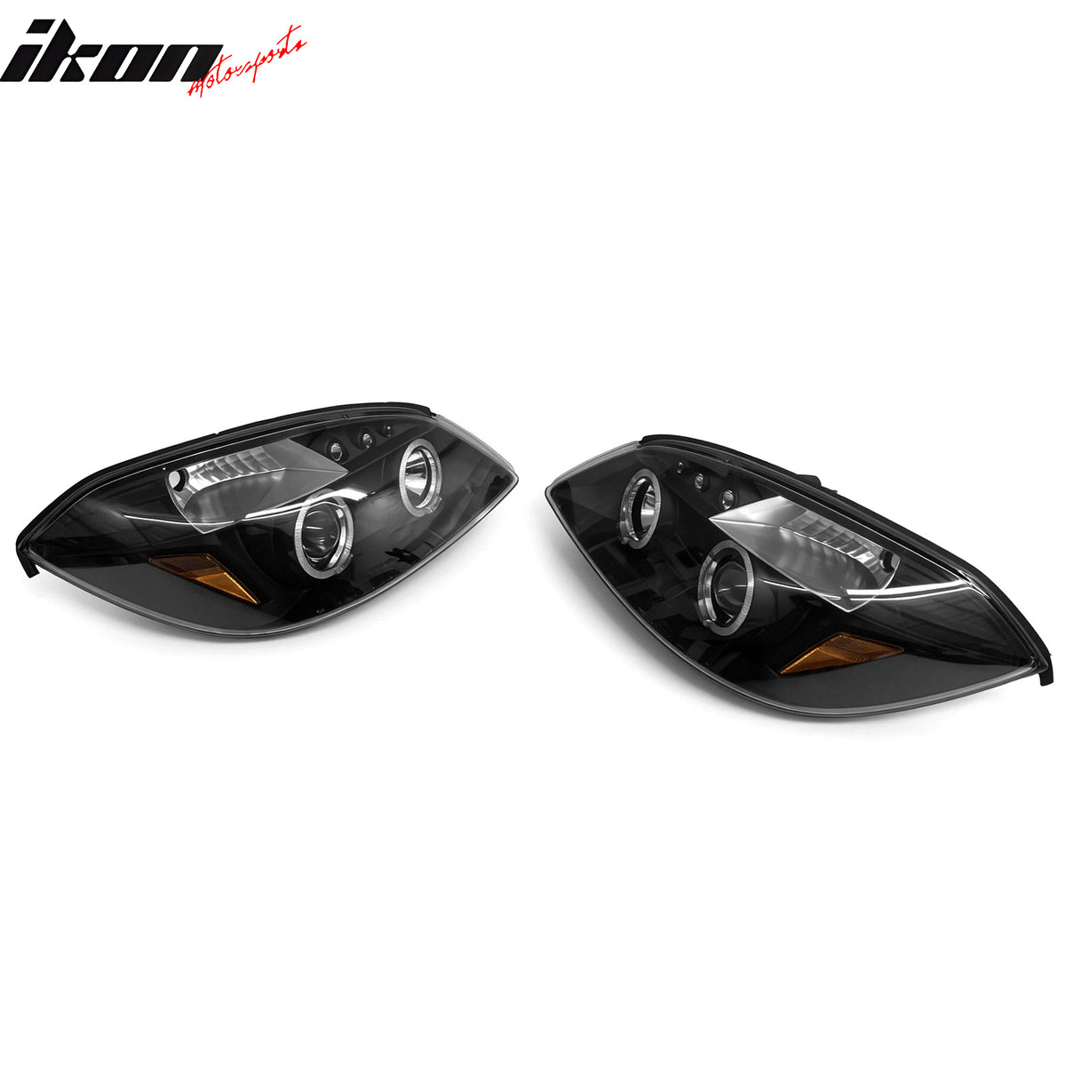 IKON MOTORSPORTS Headlights Assembly, Compatible with 2005-2010 Chevrolet Chevy Cobalt, Black Housing Clear Lens Front Bumper Driving Head Lamp, Pair