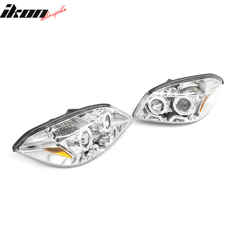 Fits 2005-2010 Chevy Cobalt LED Halo Head Lights Chrome Housing Clear Lens Pair