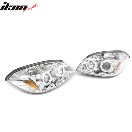 Fits 2005-2010 Chevy Cobalt LED Halo Head Lights Chrome Housing Clear Lens Pair