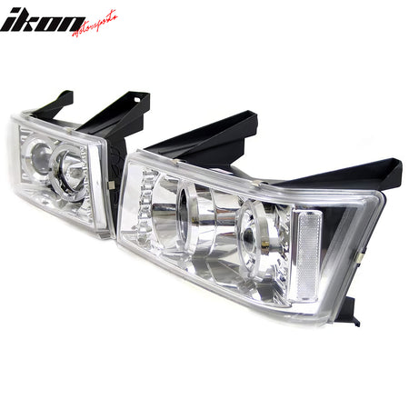 IKON MOTORSPORTS Projector Headlights Assembly, Compatible with 2004-2010 GMC Canyon & Chevrolet Colorado, Clear Lens Front Bumper Driving Head Lamp, Pair