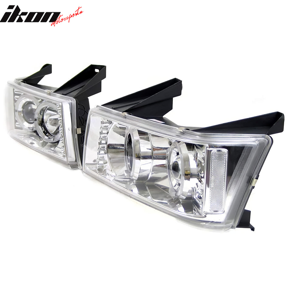 IKON MOTORSPORTS Projector Headlights Assembly, Compatible with 2004-2010 GMC Canyon & Chevrolet Colorado, Clear Lens Front Bumper Driving Head Lamp, Pair