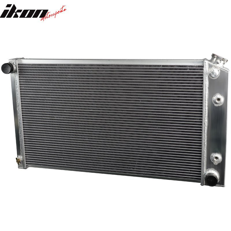 IKON MOTORSPORTS, Radiator Compatible With 1974-1987 Chevy Camaro Nova C/K Series C10 C20 C30 K10 K20 K30 K5 Blazer Buick Regal Suburban, Aluminum Performance Cooling Racing Radiator Replacement