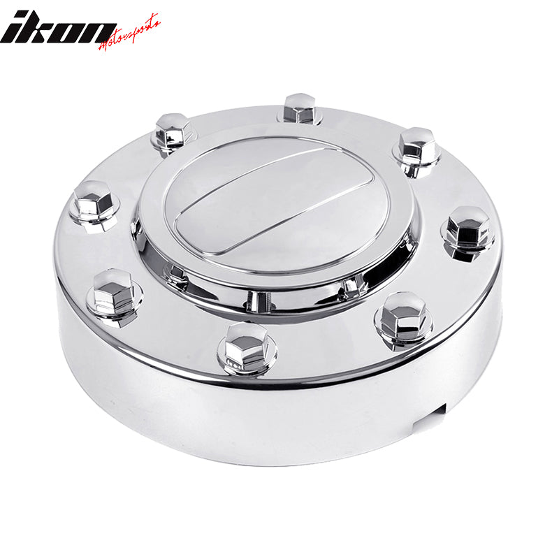 IKON MOTORSPORTS, Wheel Center Caps Compatible With 2011-2016 Dodge Ram 3500, 1-Ton Dually Front Alcoa Alloy Wheel Center Caps Pair Chrome