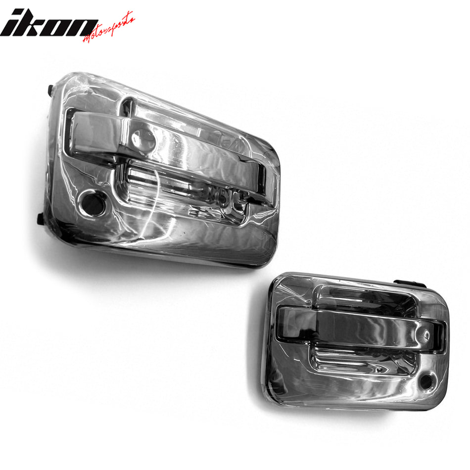 IKON MOTORSPORTS Door Handle Cover With Key Holes, Compatible with 2004-2014 Ford F-150, Chrome ABS Door Handle Protector Cap, 2PCS