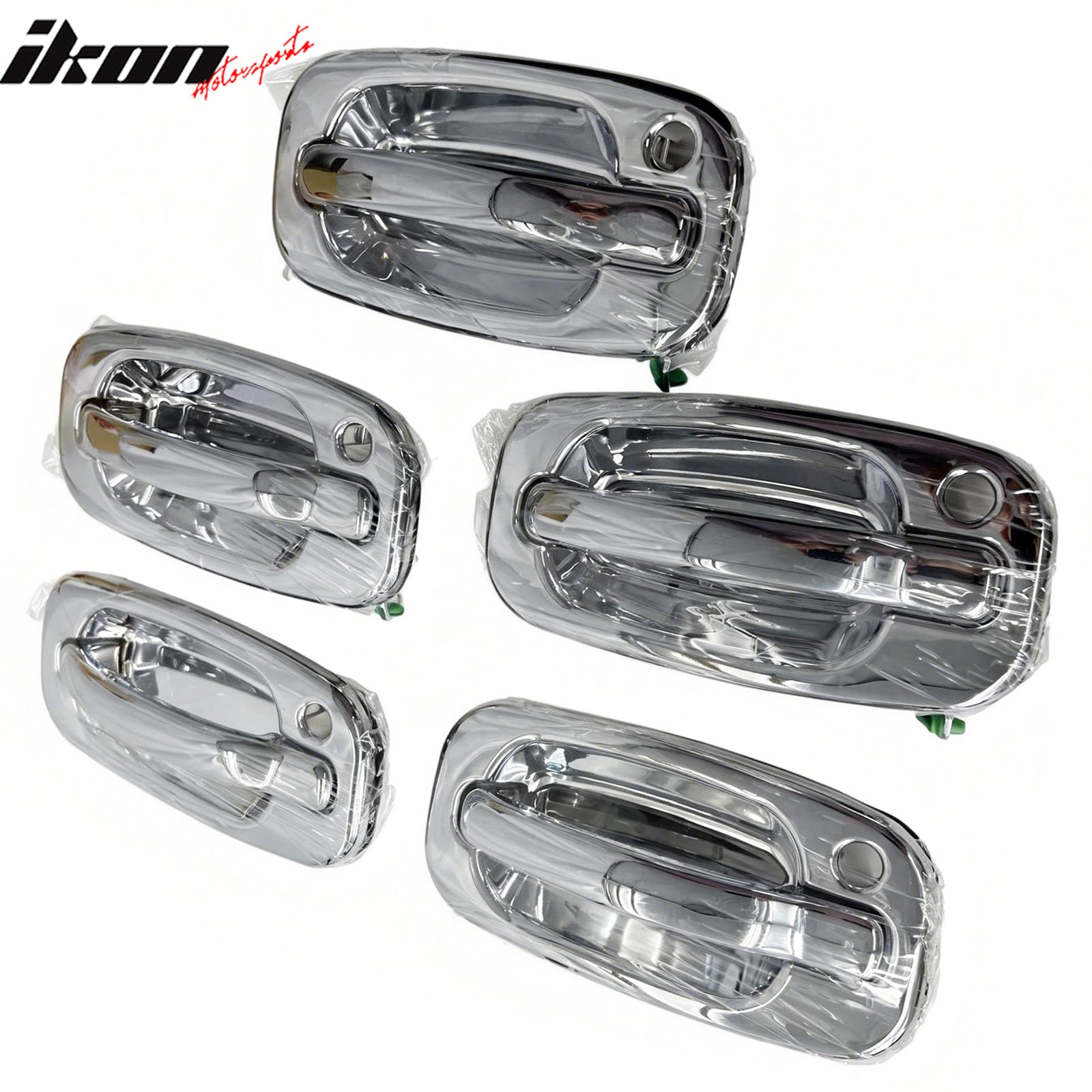 IKON MOTORSPORTS Front Left Side Door Handle Cover, Compatible with 1999-2006 Chevy Silverado/ GMC Sierra 1500 2500 3500 Crew Cab, Chrome ABS Door Handle Protector Cap with 1-Keyhole, 1PC