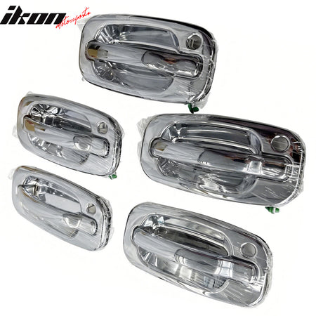 IKON MOTORSPORTS Front Left Side Door Handle Cover, Compatible with 1999-2006 Chevy Silverado/ GMC Sierra 1500 2500 3500 Crew Cab, Chrome ABS Door Handle Protector Cap with 1-Keyhole, 1PC