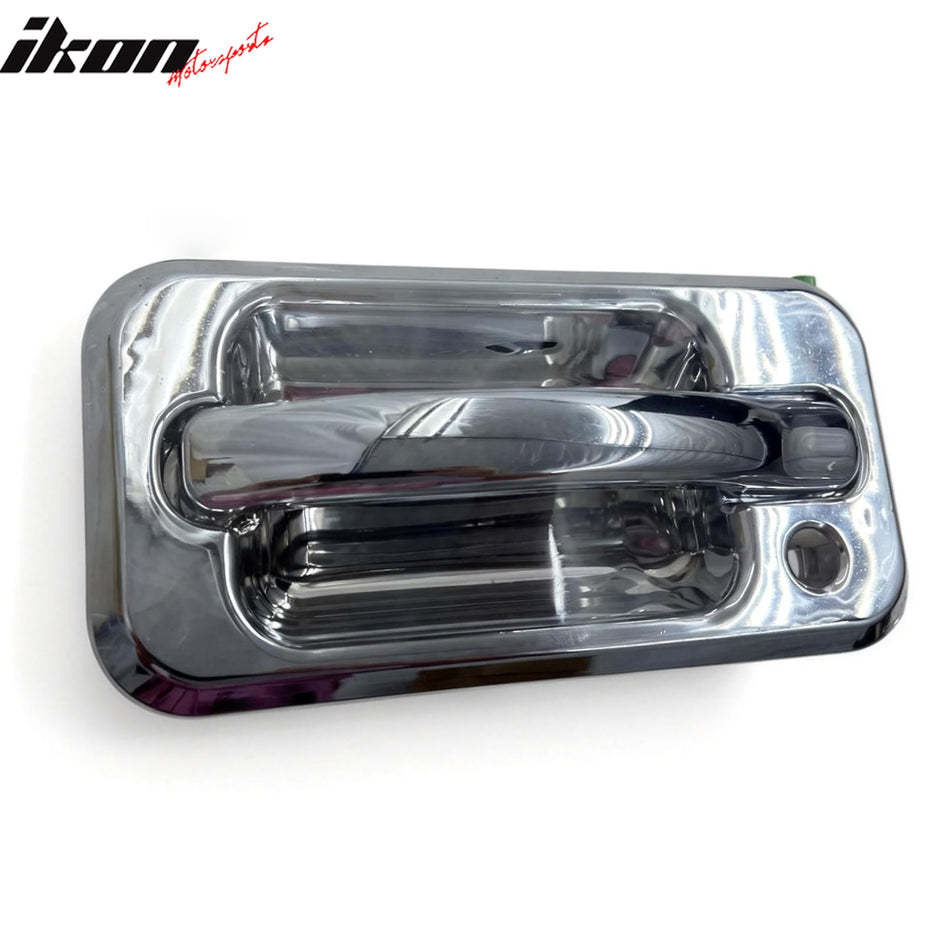IKON MOTORSPORTS Door Handle Cover, Compatible with 2003-2009 Hummer H2, Plastic Chrome Performance Style with Key Hole Front Left Hand Door Handle Protector Cap, 1PC