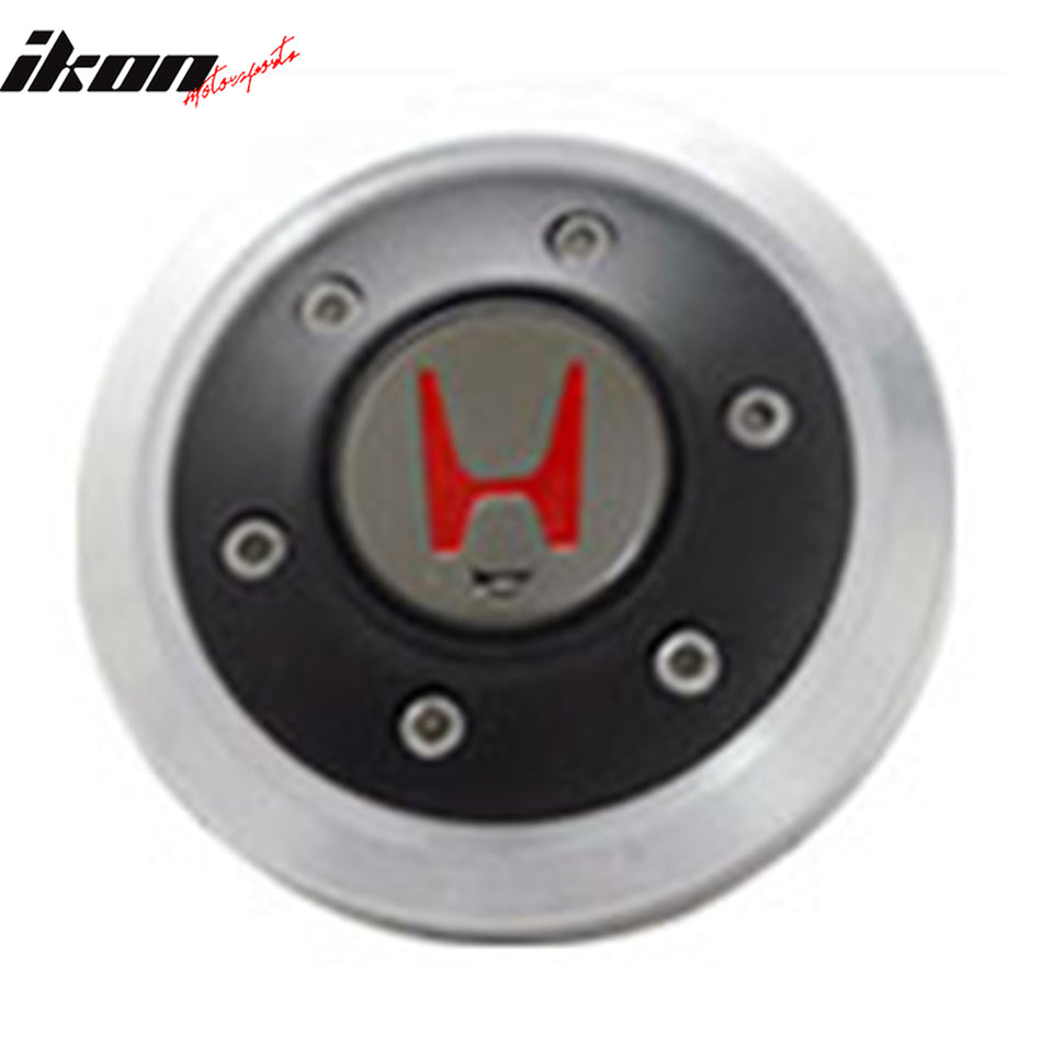 Silver/Black Steering Wheel Horn Button Red Letter H Logo For Honda