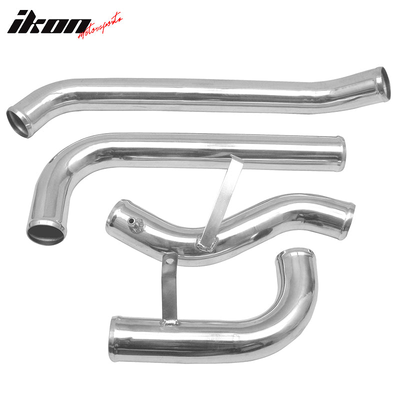IKON MOTORSPORTS, Intercooler Piping Kits Compatible With 1988-2000 Honda Civic Del Sol CRX, 2.5" Aluminum Turbo Piping Kit With Clamps Replacement