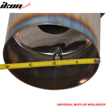 Universal N1 4 Inch Stainless Steel Muffler Titanium Flat Tip + Silencer