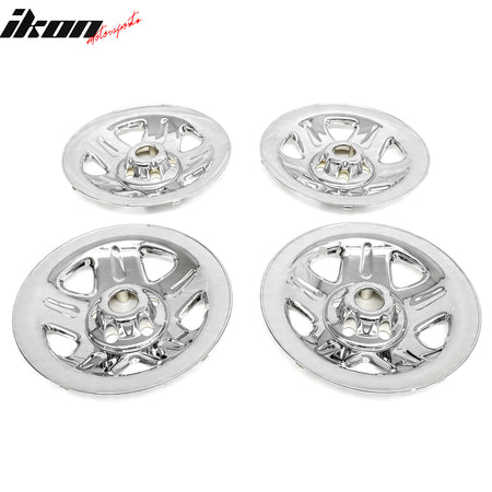 IKON MOTORSPORTS 15 inch Wheel Cover Hubcaps, Compatible with 1993-2001 Jeep Cherokee 1997-2001 Jeep Wrangler, 5 Dimpled Spokes Chrome ABS Car Hub Caps Replacement Wheel Skin Rim Covers, 4 Pack