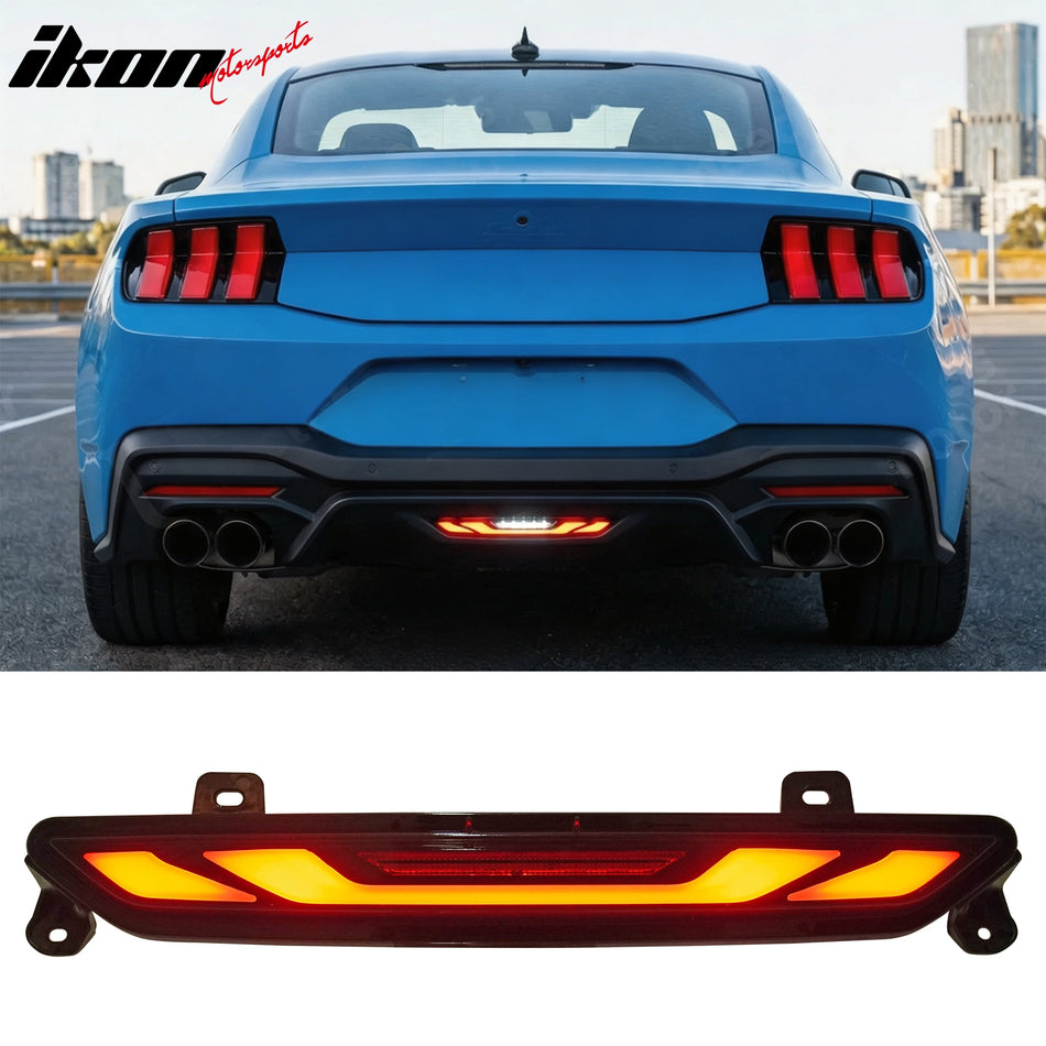 2024-2026 Ford Mustang GT-V Style Red Rear Bumper Brake Light Smoked Len ABS