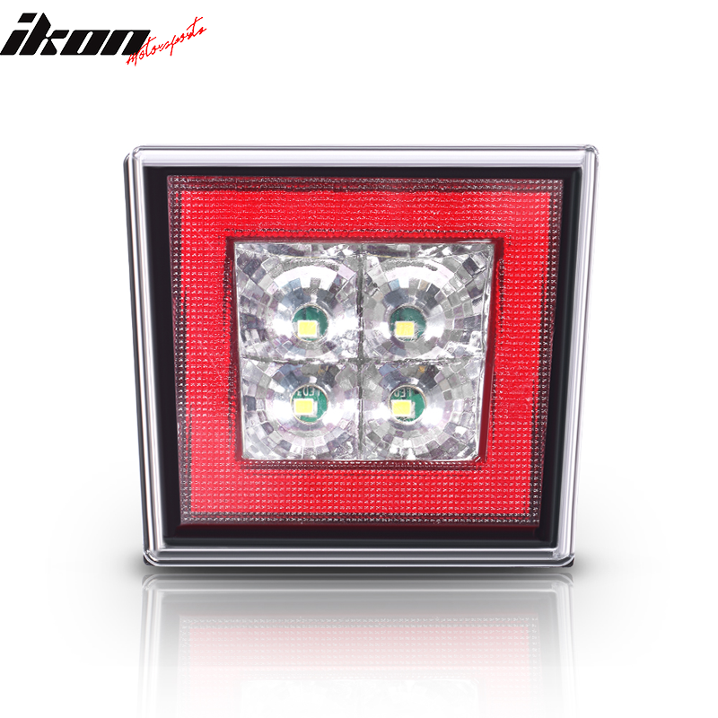 IKON MOTORSPORTS, Brake Lights Universal Fitment, Square Red Rear Tail Third 3RD Stop Safety Lamp for Cars