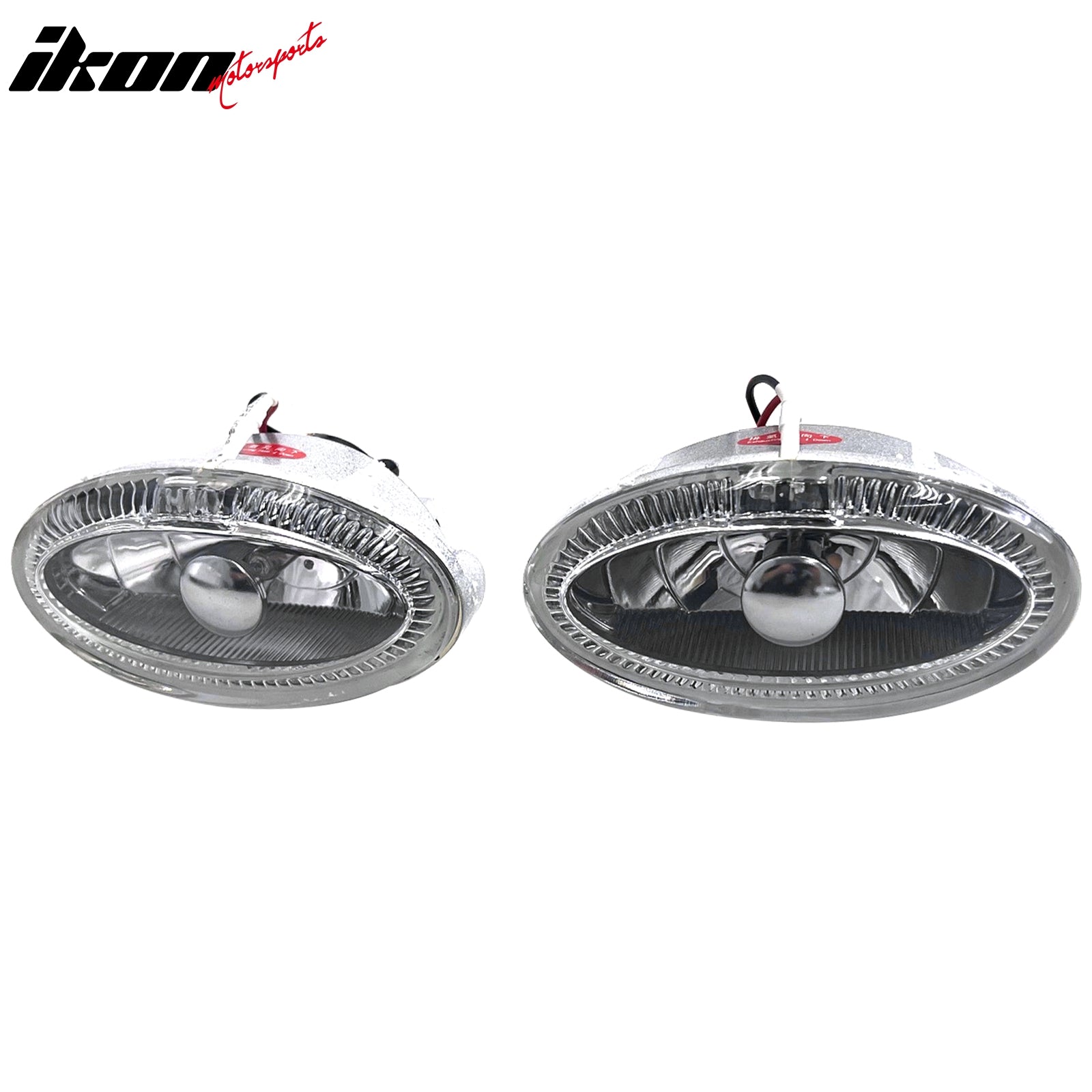 IKON MOTORSPORTS Halogen Driving Lights, Compatible with Universal, Super White LED RH LH Front Bumper Driving Fog Lamps W/Wiring Harness, Pair