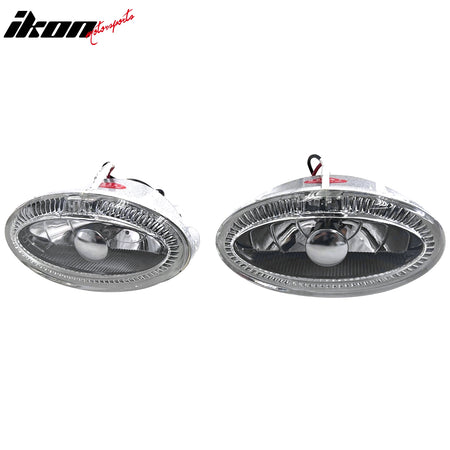 IKON MOTORSPORTS Halogen Driving Lights, Compatible with Universal, Super White LED RH LH Front Bumper Driving Fog Lamps W/Wiring Harness, Pair