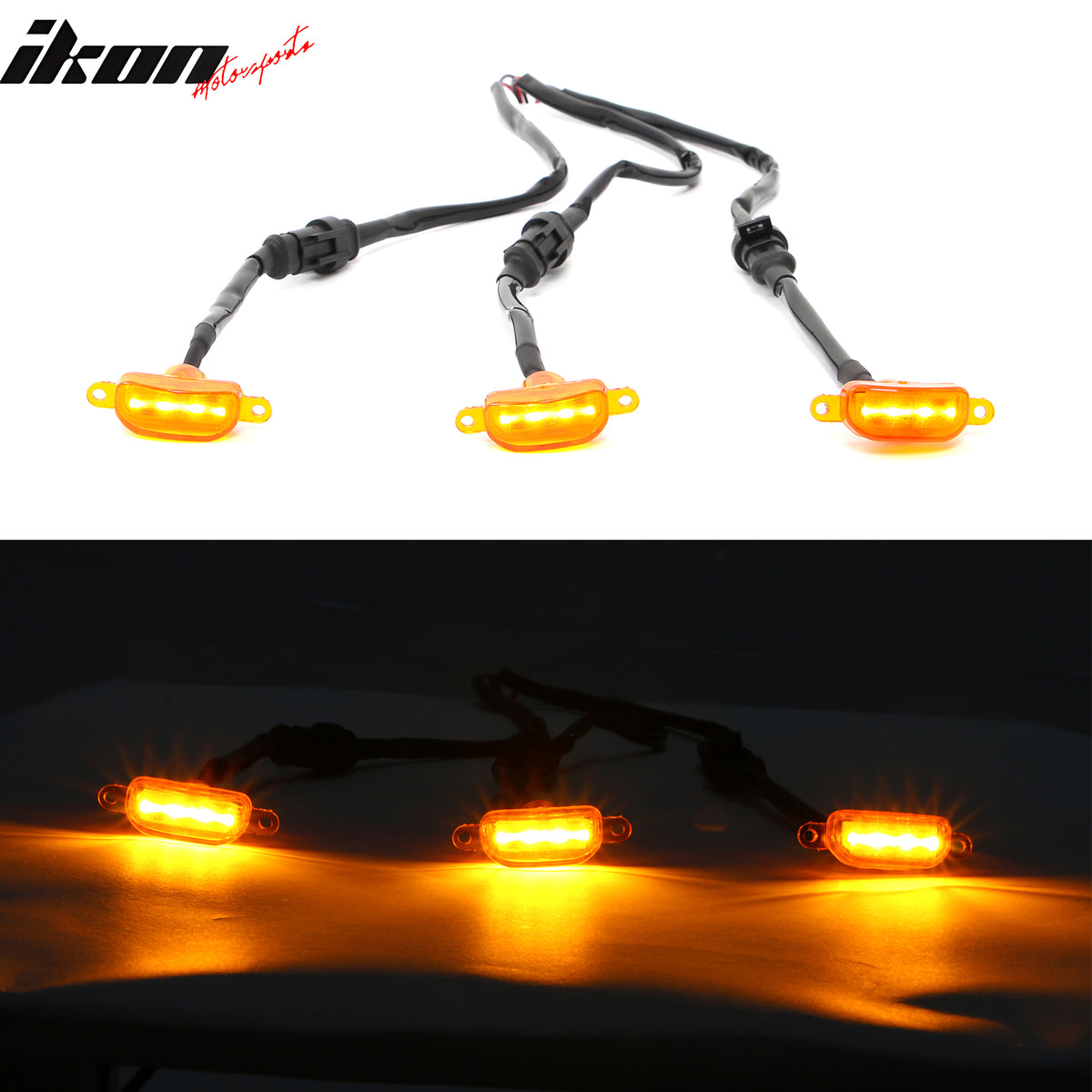 Fits Dodge Ram 1500 2500 3500 Classic 3PCS Amber LED Grille Lights Replacement