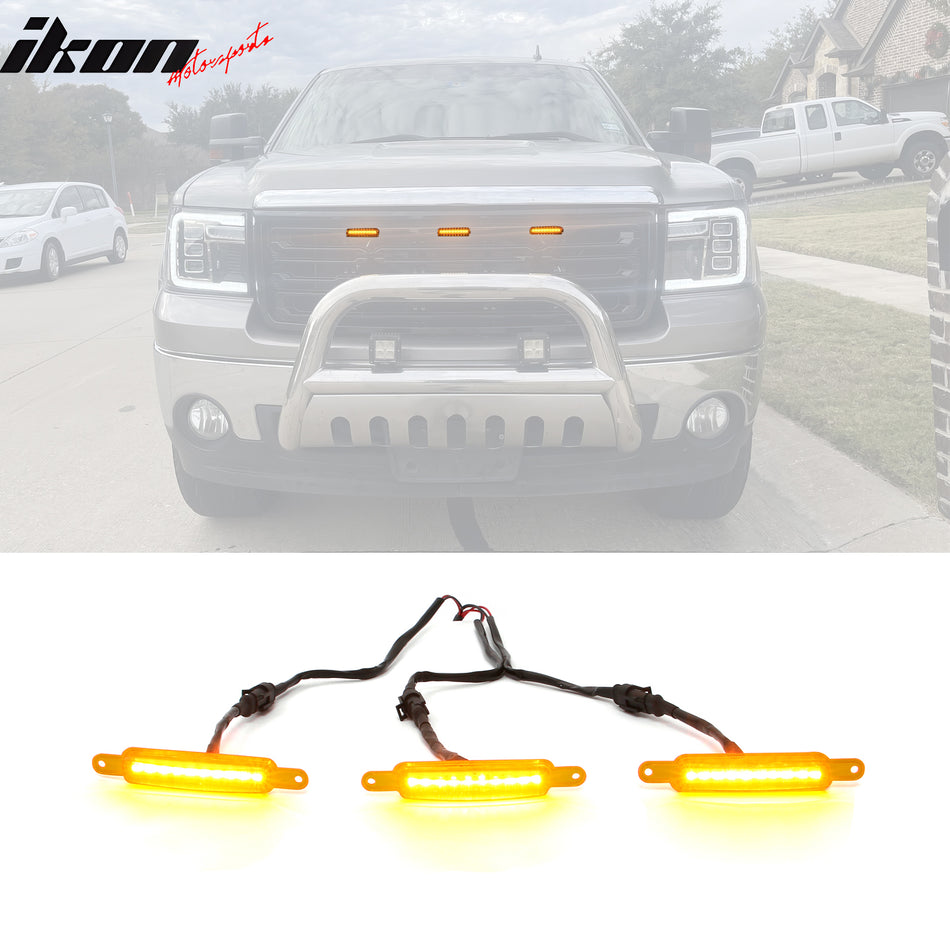 Chevy Silverado GMC Sierra 1500 3PCS LED Grille Light W/Wiring Harness