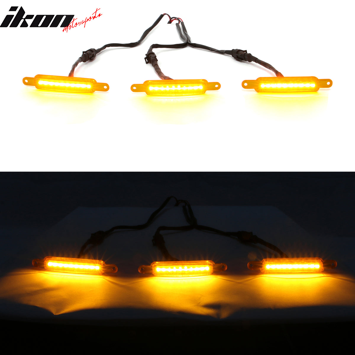 Fits Chevy Silverado GMC Sierra 1500 2500 3PC LED Grille Light W/Wiring Harness