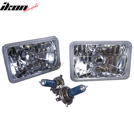 Clear Sealed Beam Headlights 4X6 Pair H4 Conversion For 80-86 Cadillac Fleetwood