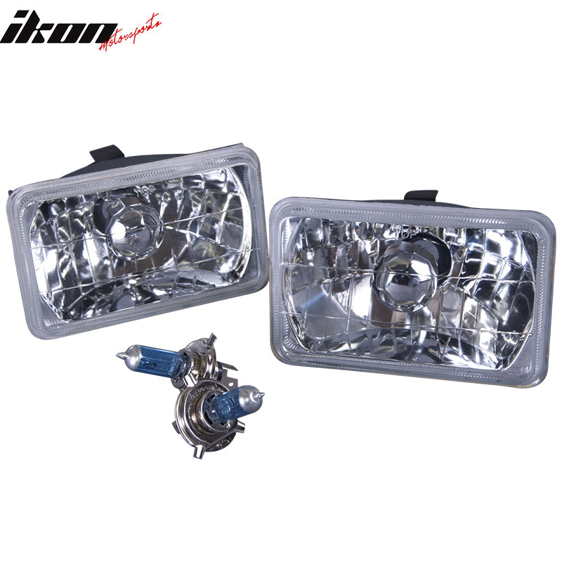 Fits Square Clear Headlights 6X4in H4 Conversion Lamps