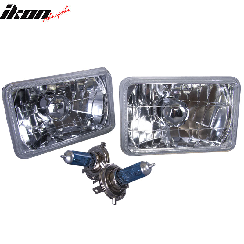 Compatible With Square Clear Headlights 6X4 Inch H4 Conversion Lamps Left Right