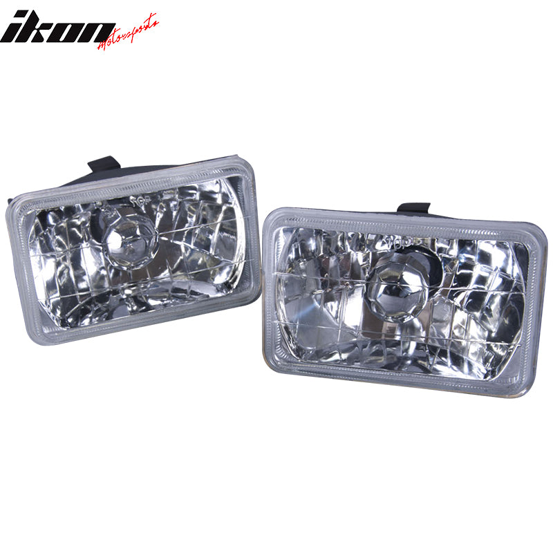 Fits Square Clear Headlights 6X4 Inch H4 Conversion Lamps Left Right