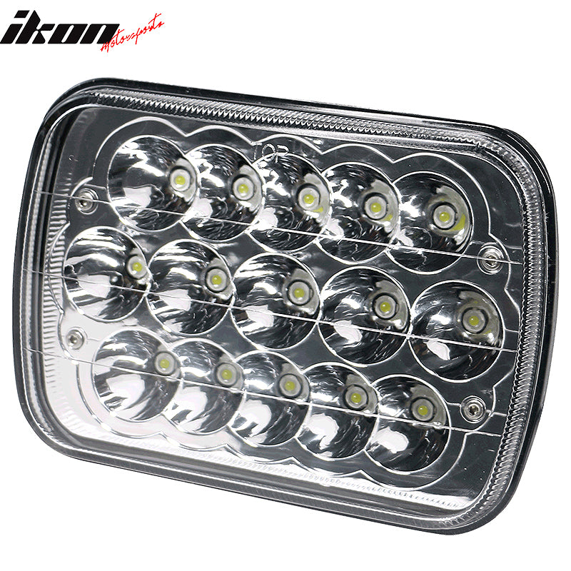7 Inch x 6 Inch Full LED Sealed Beam Square Projector Headlight Clear Lens Pair