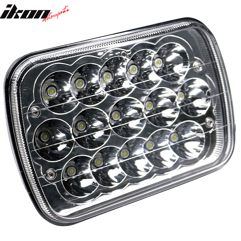 7 Inch x 6 Inch Full LED Sealed Beam Square Projector Headlight Clear Lens Pair