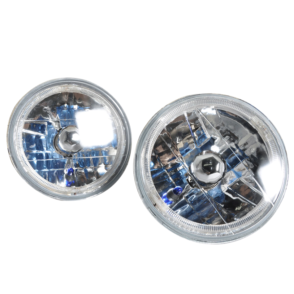 7" ROUND H4 SEALED BEAM CRYSTAL CLEAR DIAMOND HEADLIGHT