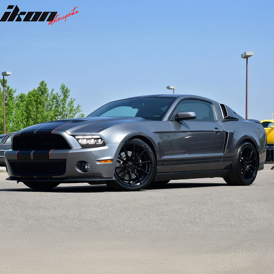 IKON MOTORSPORTS Headlights Assembly, Compatible with 2010-2014 Ford Mustang, 2024 S650 Style Front Bumper Headlights Black Housing with DRL Switchback Turn Signal High Low Beam Plug-N-Play, Pair