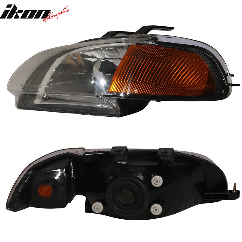 Fits 92-95 Honda Civic 2Dr 3Dr JDM Black Amber Headlights