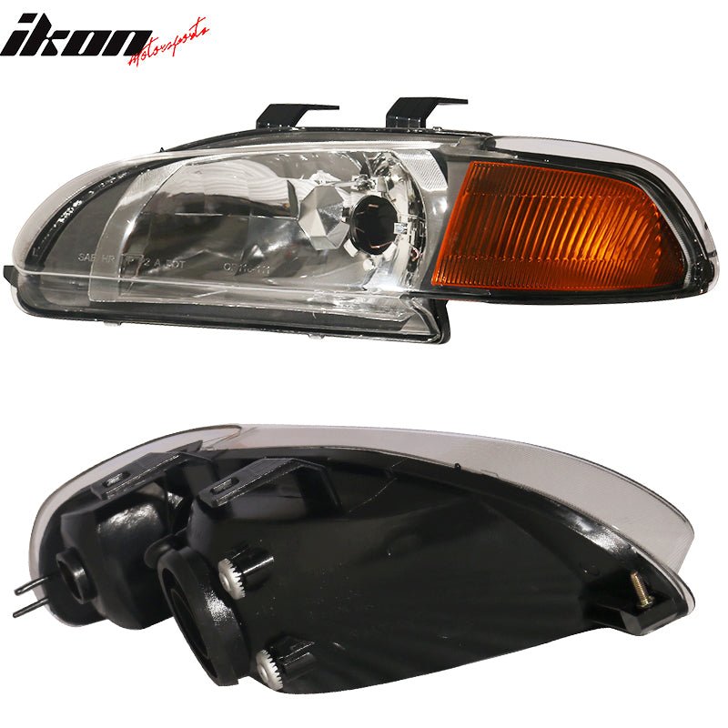 Fits 92-95 Honda Civic 2Dr 3Dr JDM Black Amber Headlights