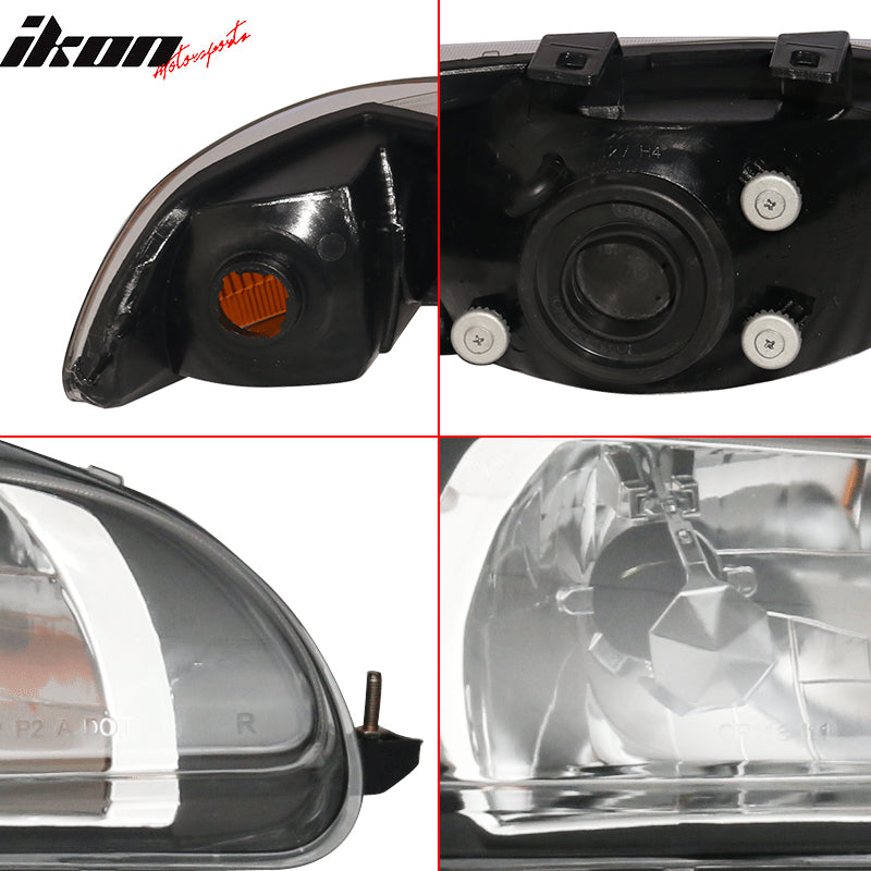 Fits 92-95 Honda Civic 2Dr 3Dr JDM Black Amber Headlights