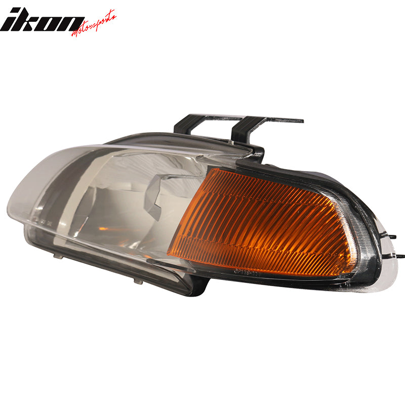 Fits 92-95 Honda Civic 4Dr Sedan Amber JDM Style Pair Glass Lens Headlights Lamp