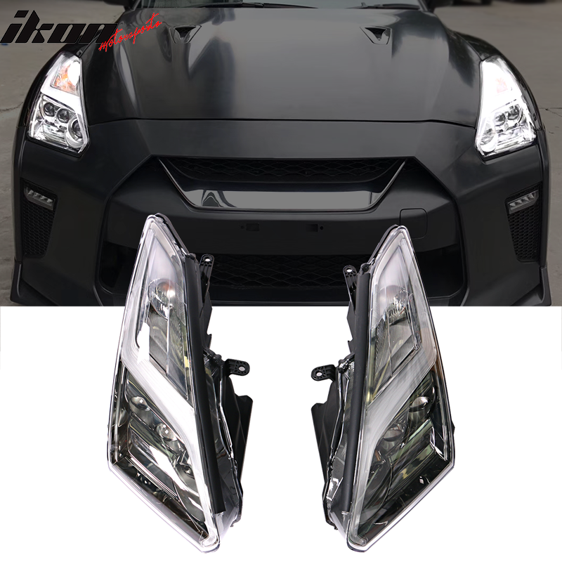 Fits 09-22 Nissan R35 GTR GT-R Front Bumper Cover & Front Hood & 2PCS Headlights