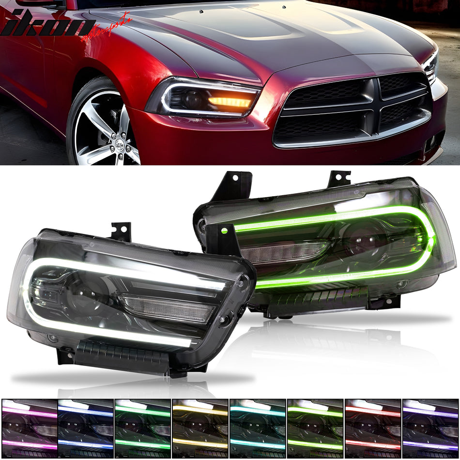 2011-2014 Dodge Charger DRL LED Headlights Lamps with 8 Colors