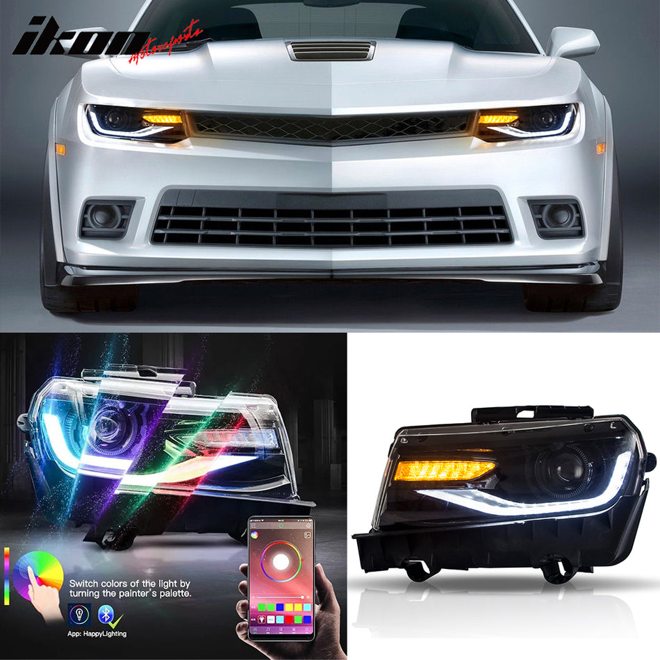 2014-2015 Chevy Camaro 6th Gen Style DRL LED Headlights with 20 Colors