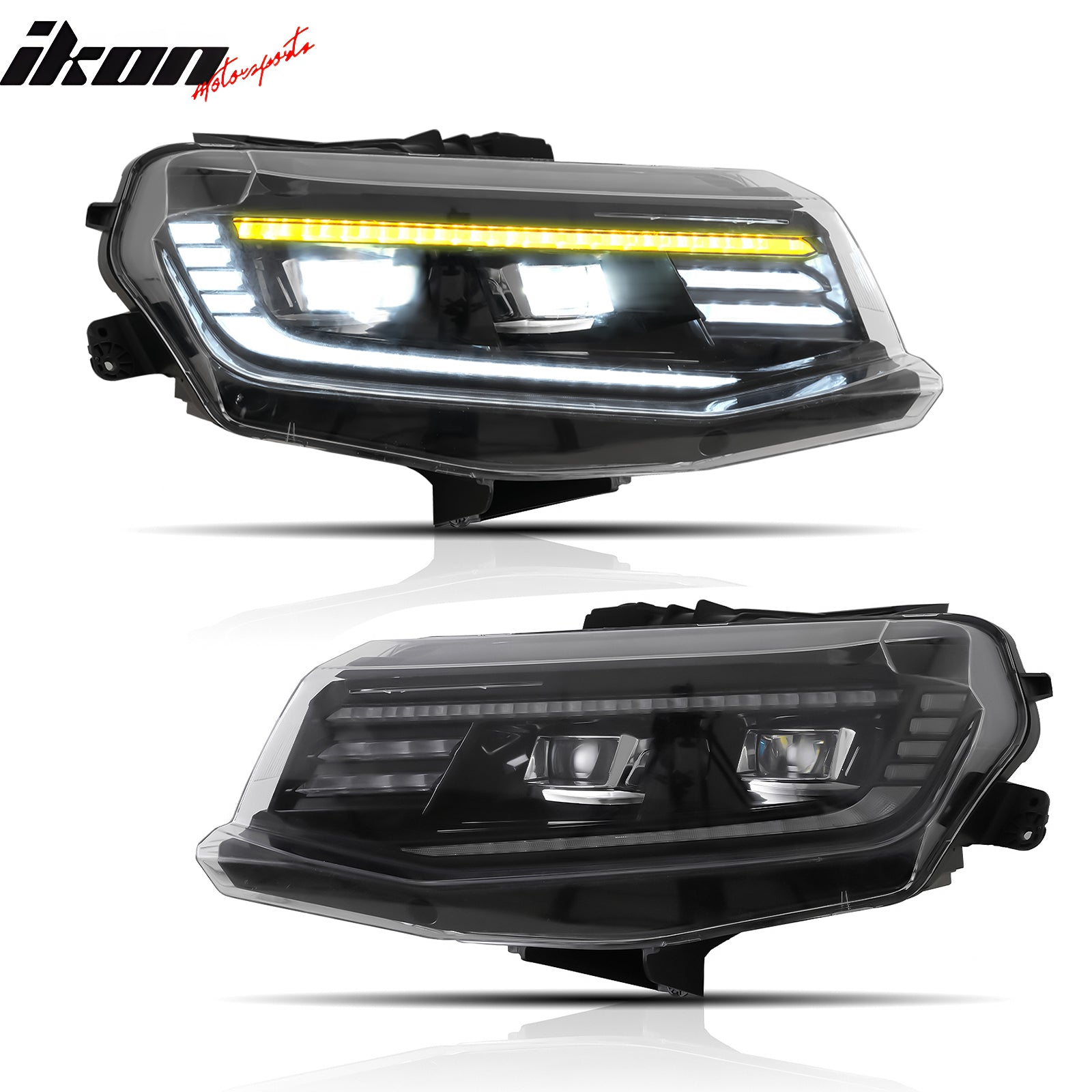 Fits 16-18 Chevrolet Camaro DRL LED Projector Headlights Front Lamps Assembly